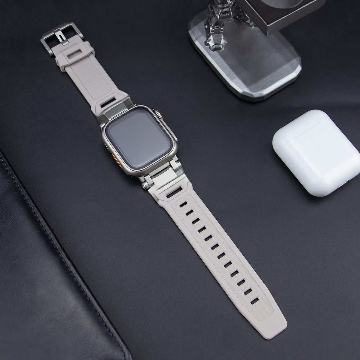 Explorer Tactical Fluoro Rubber Strape+Metal Ultra Case For Apple Watch 9 8 7 6 5 4 SE