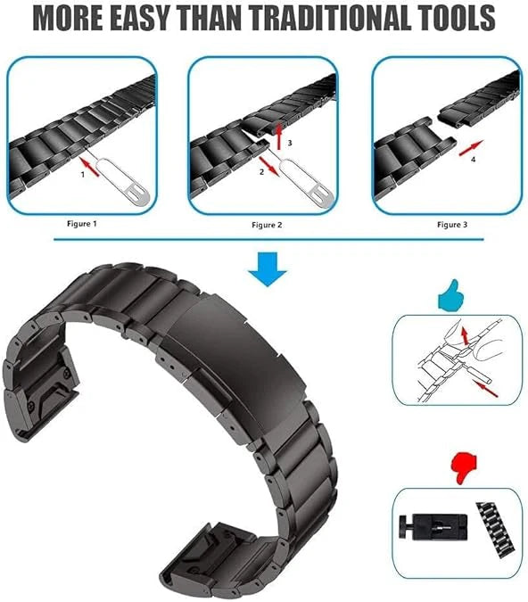 Titanium Watch Band Quick Install Strap for Garmin Fenix 8/7X/6X Pro/5X