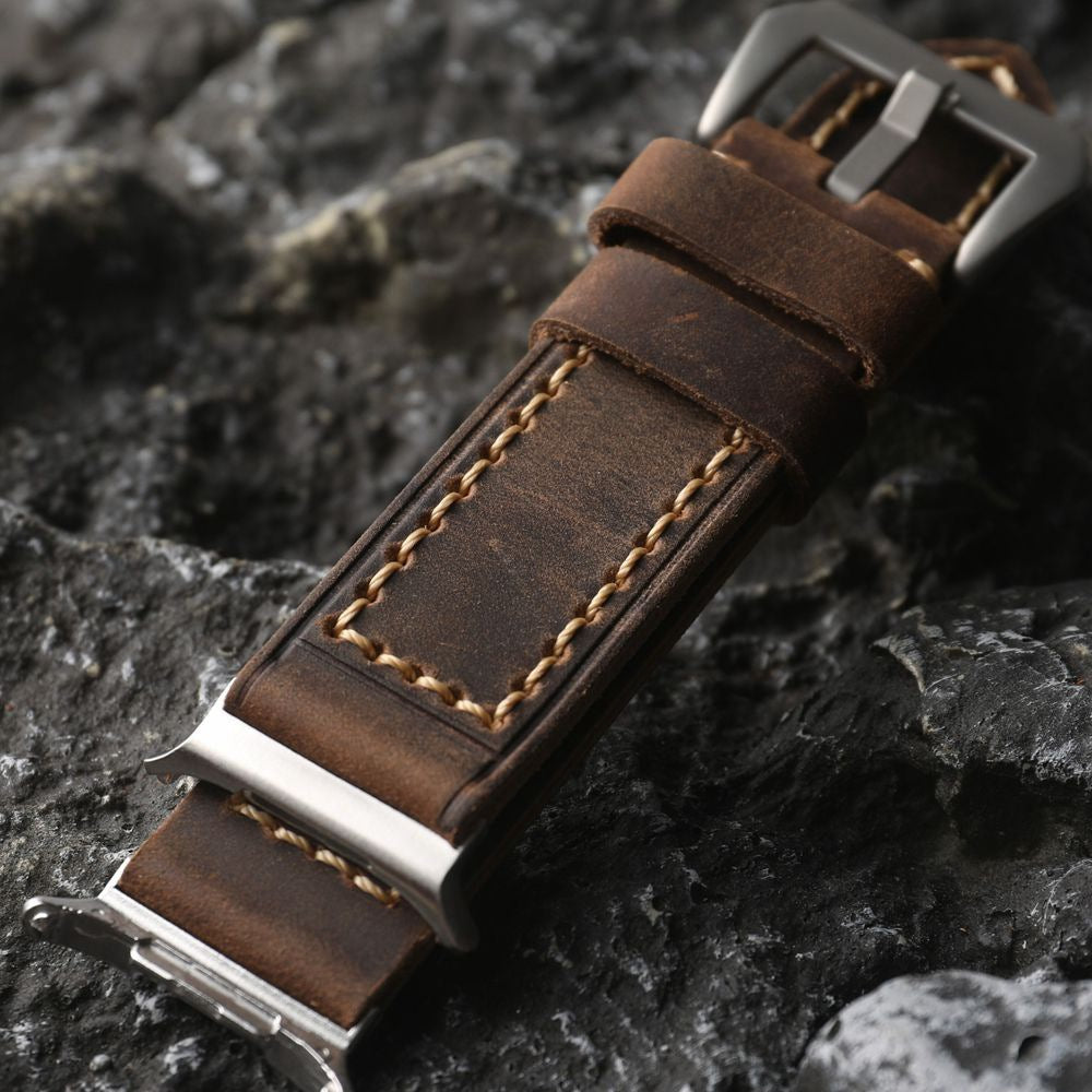 Handcrafted rugged style Samsung Watch Strap - Antique Brown