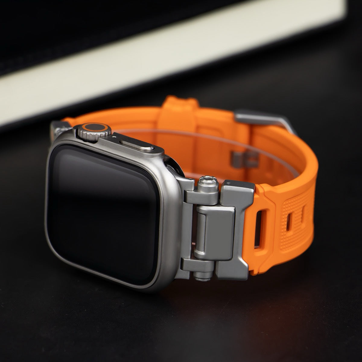 Explorer Tactical Fluoro Rubber Strape+Metal Ultra Case For Apple Watch 9 8 7 6 5 4 SE