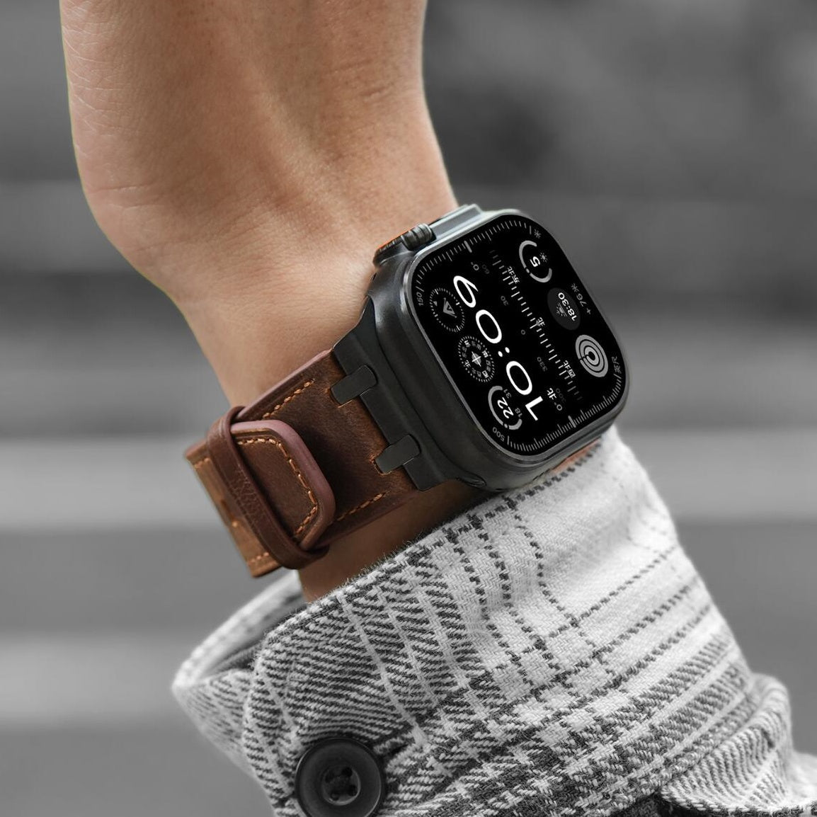 Crazy Horse Leather Strap + Metal Adapter for Apple Watch