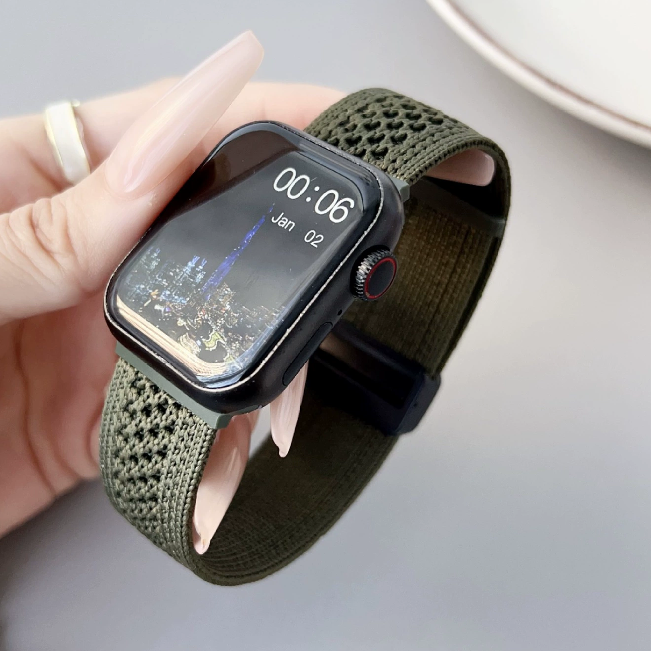 Braided Mesh Nylon Loop with Magnetic Clasp For Apple Watch