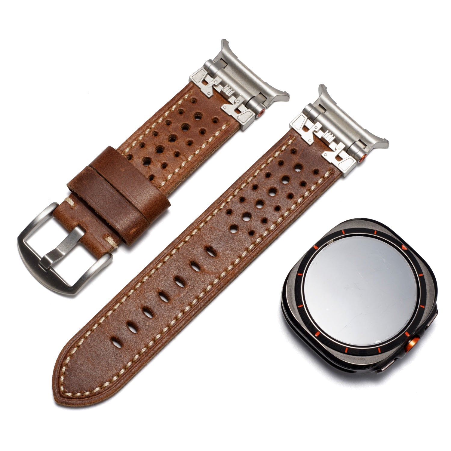Armor Metal Leather Strap for Samsung Watch Ultra 47mm