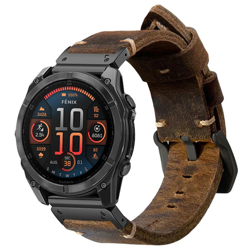 Vintage Leather Strap For Garmin Fenix 8 7X 6X Pro / 20mm/22mm/26mm