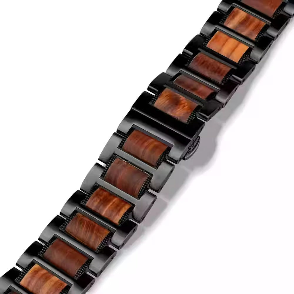 Natural Red Sandalwood & Metal Watch Band For Samsung Galaxy Watch 8/8 Classic /Watch Ultra