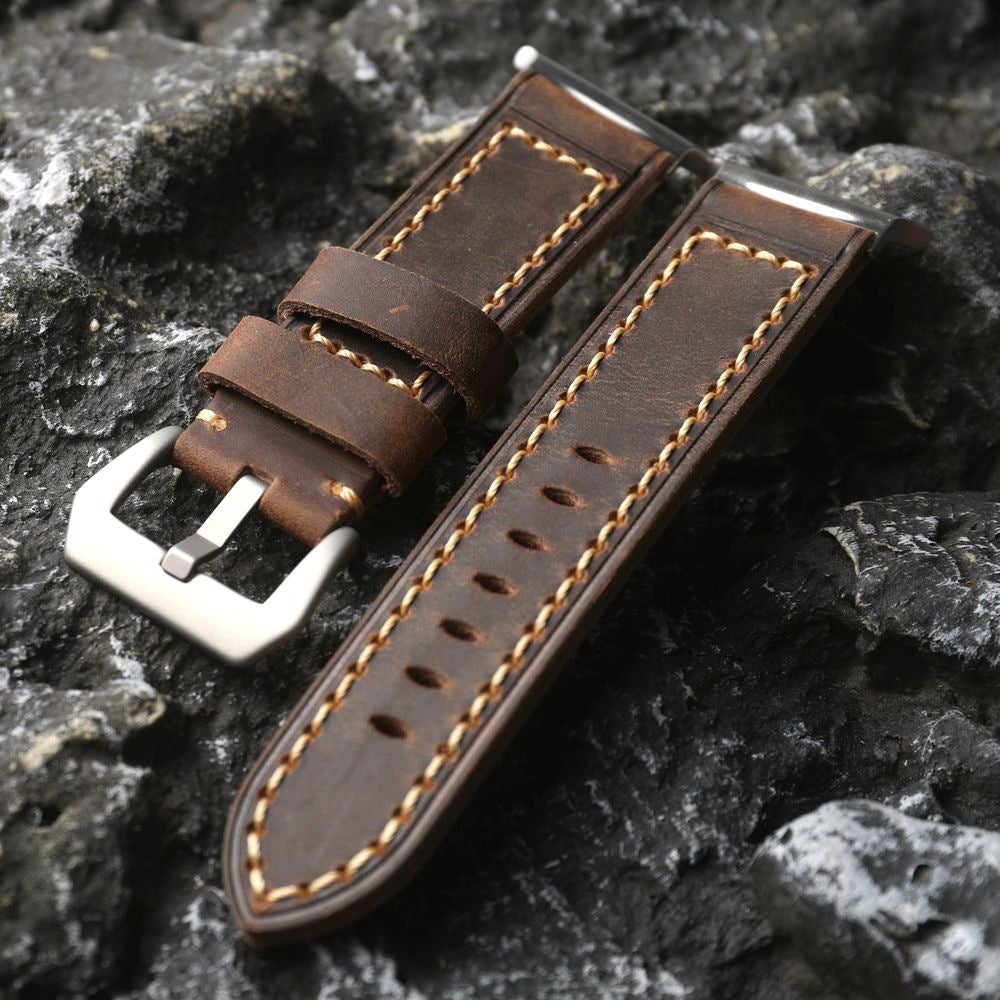 Handcrafted rugged style Samsung Watch Strap - Antique Brown
