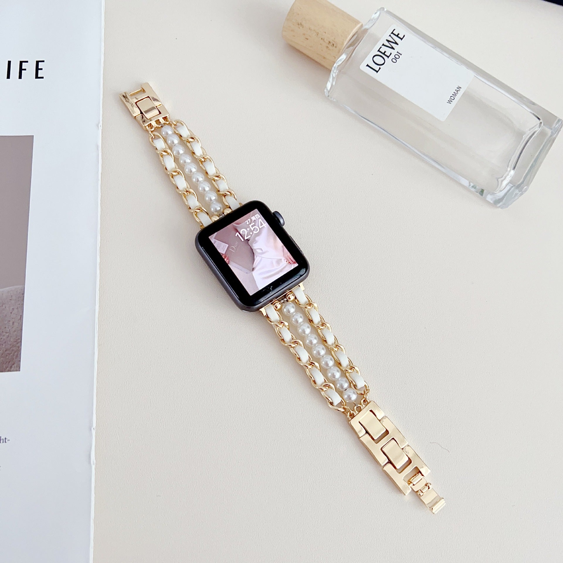 Pearl Metal Link Bracelet for Apple Watch