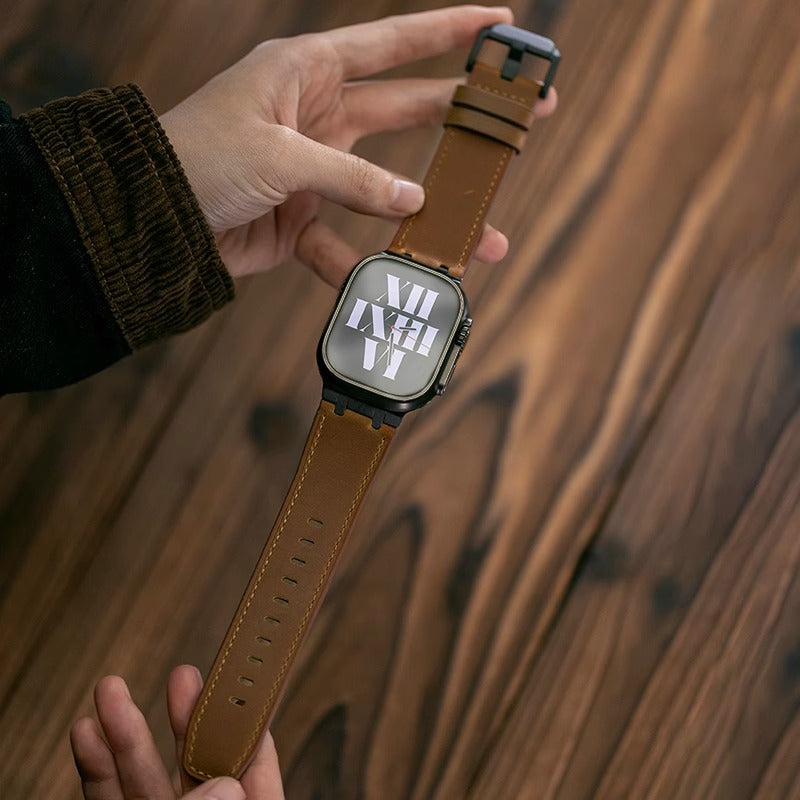 Crazy Horse Leather Strap + Metal Adapter for Apple Watch