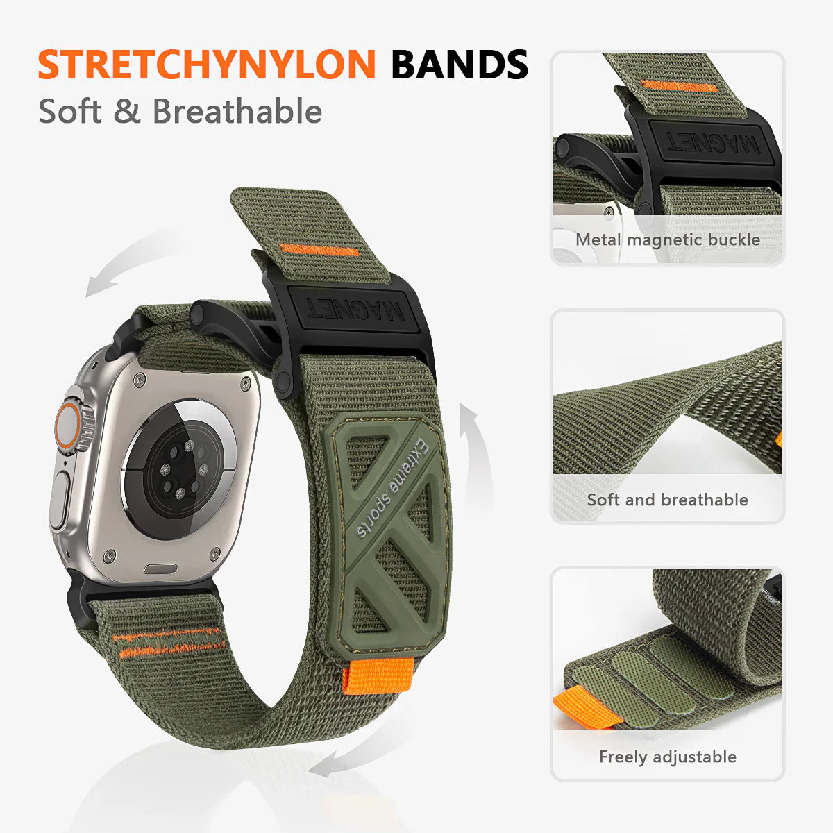 Nylon Magnetic Buckle Band For Apple Watch