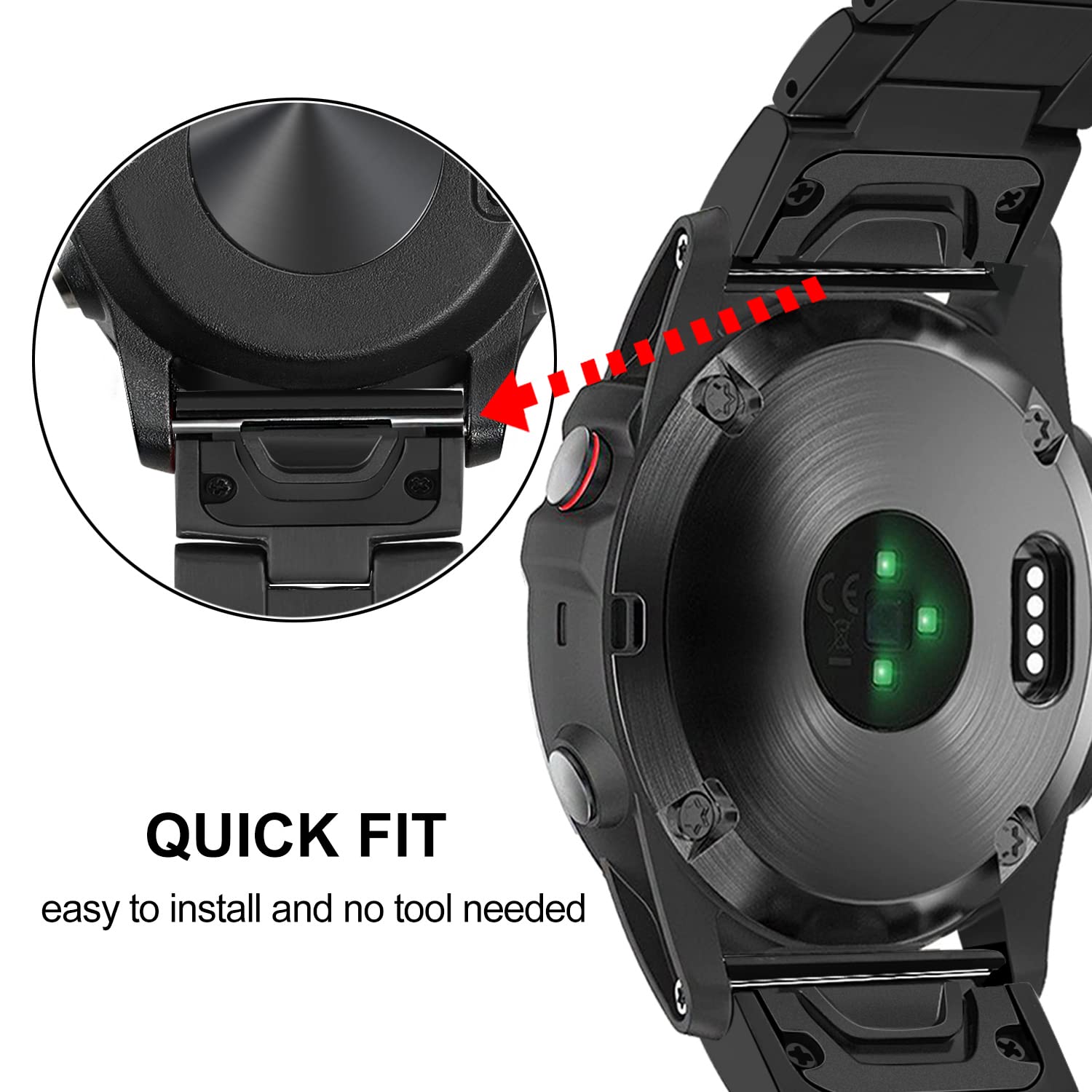 Titanium Watch Band Quick Install Strap for Garmin Fenix 8/7X/6X Pro/5X