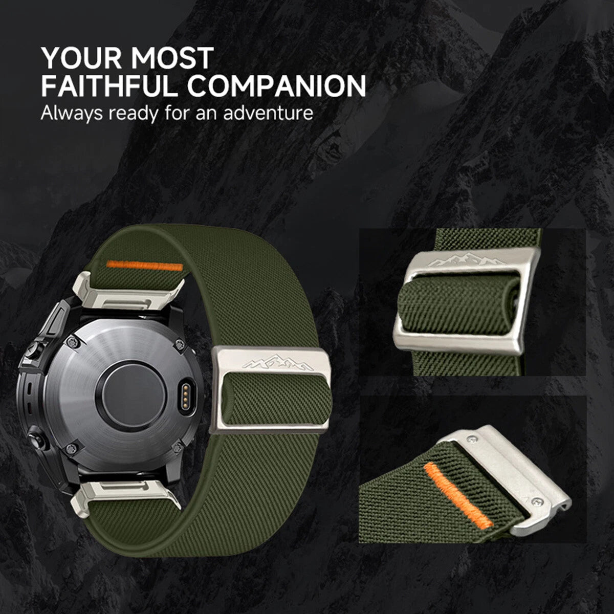 Elastic Nylon Loop Watch Band Strap For Garmin Fenix 8 7X 6 6X Pro 5 5X