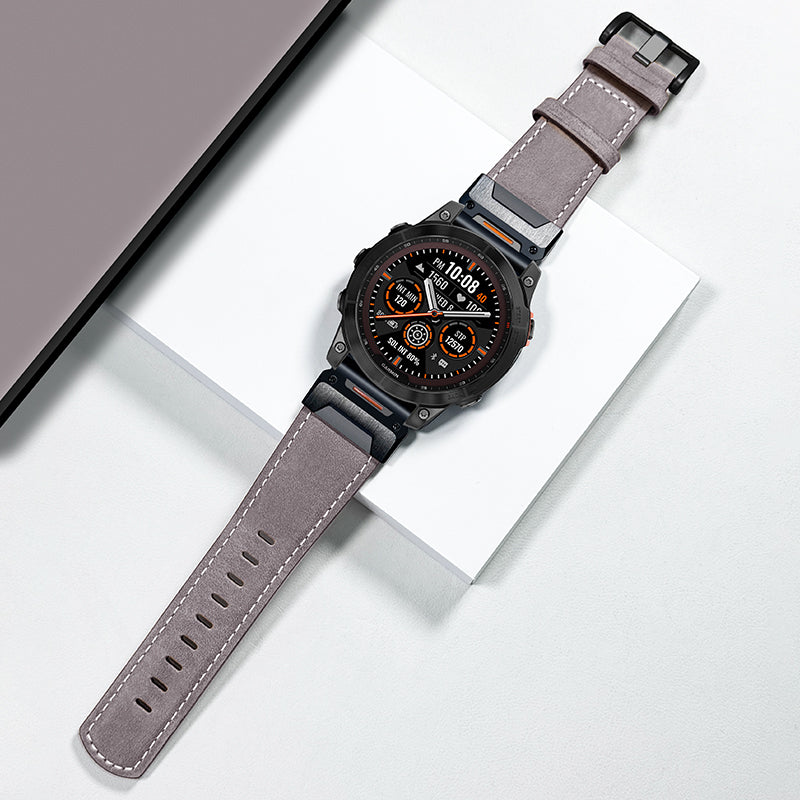 Genuine Leather Strap - For Garmin Fenix 8 7x 6x 5x Pro