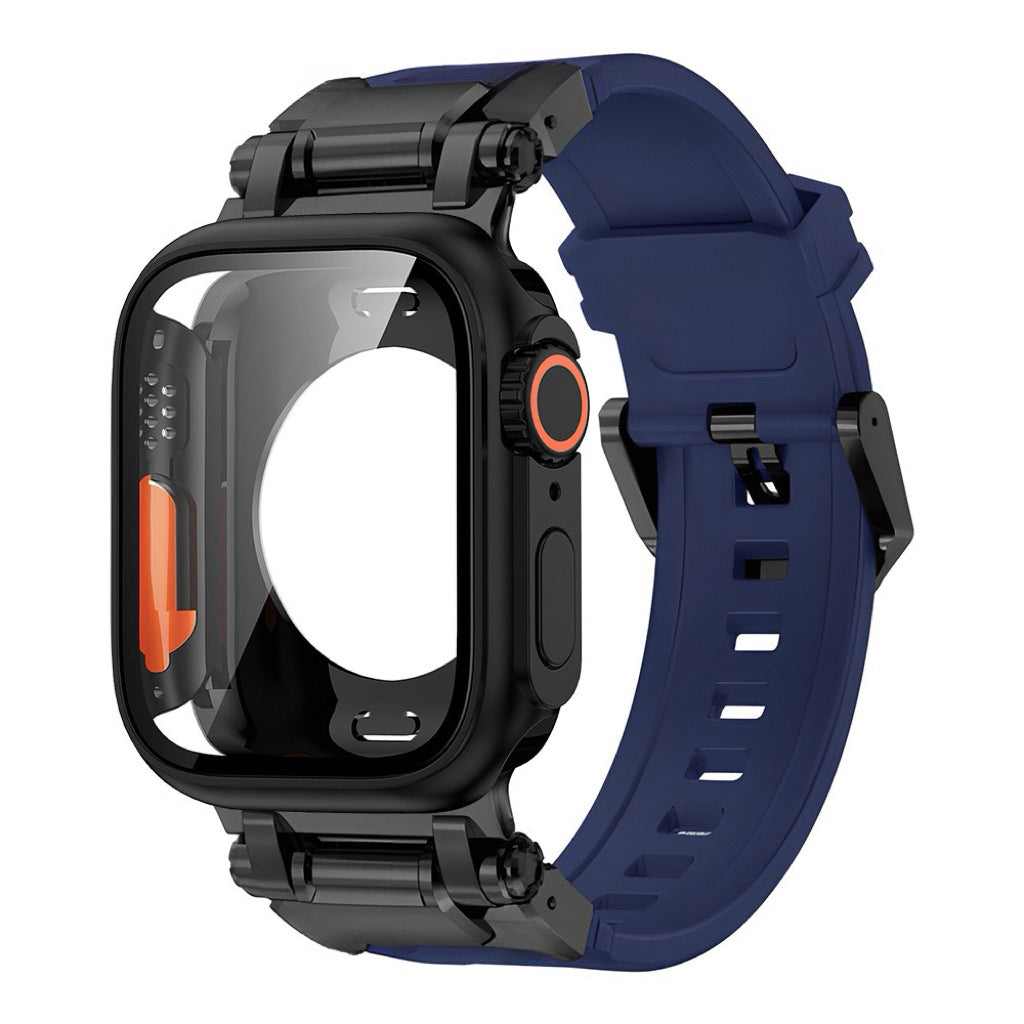 Explorer Tactical Fluoro Rubber Strape+Metal Ultra Case For Apple Watch 9 8 7 6 5 4 SE
