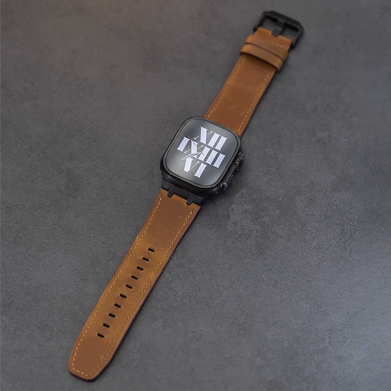 Crazy Horse Leather Strap + Metal Adapter for Apple Watch