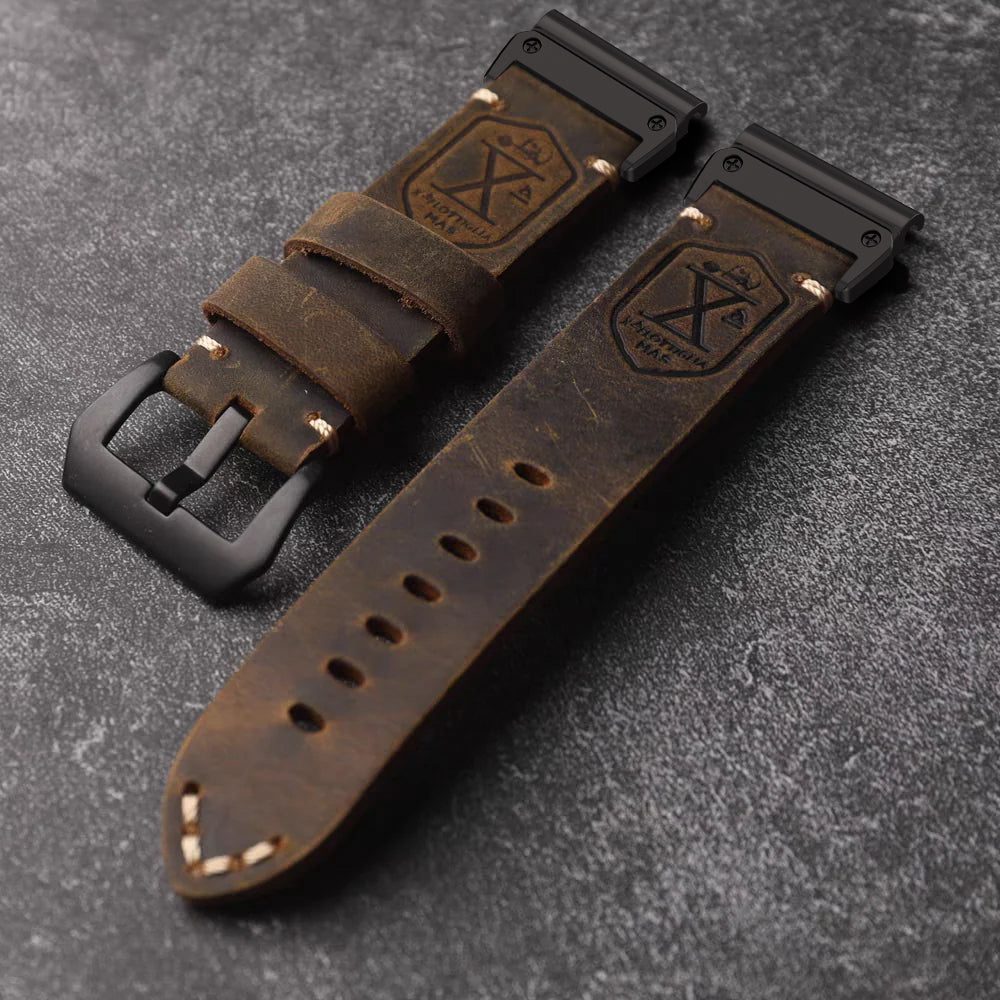 Vintage Leather Strap For Garmin Fenix 8 7X 6X Pro / 20mm/22mm/26mm