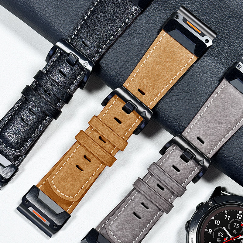 Genuine Leather Strap - For Garmin Fenix 8 7x 6x 5x Pro