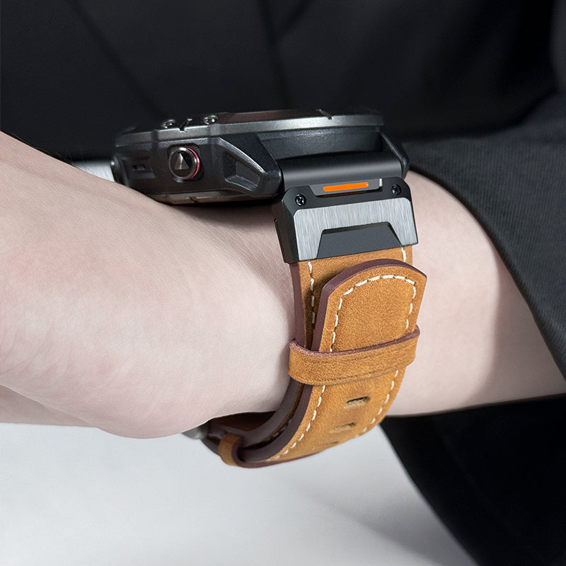 Genuine Leather Strap - For Garmin Fenix 8 7x 6x 5x Pro