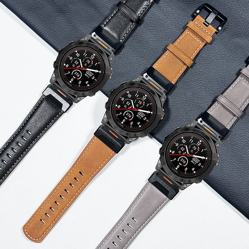 Genuine Leather Strap - For Garmin Fenix 8 7x 6x 5x Pro