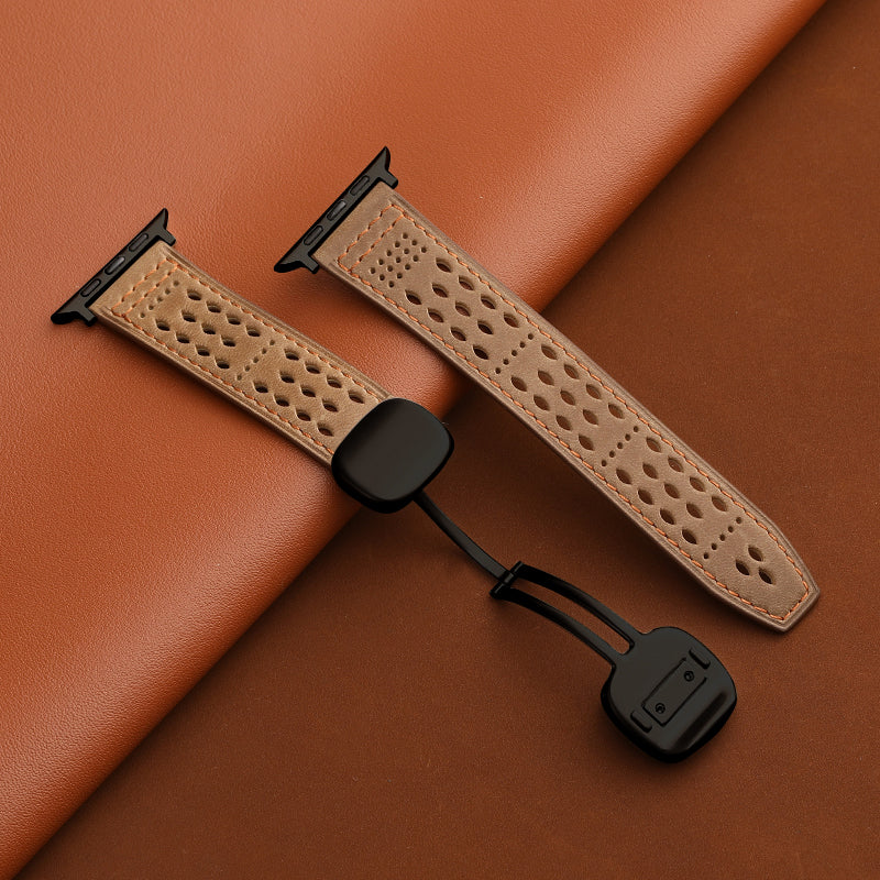 Upgraded Magnetic Buckle Leather Strap For Apple Watch