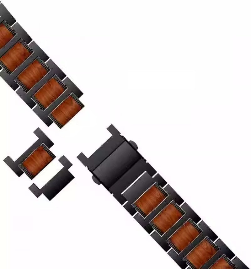 Natural Red Sandalwood & Metal Watch Band For Samsung Galaxy Watch 8/8 Classic /Watch Ultra