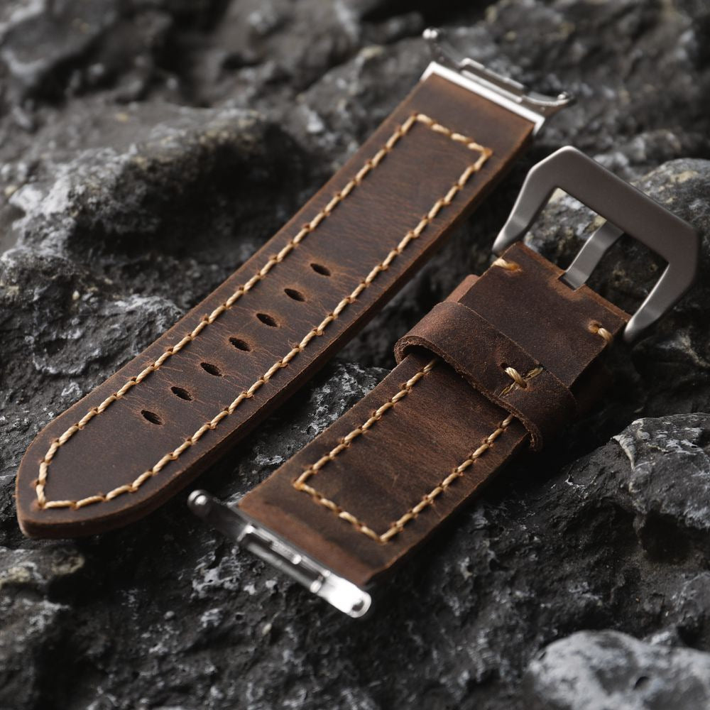 Handcrafted rugged style Samsung Watch Strap - Antique Brown
