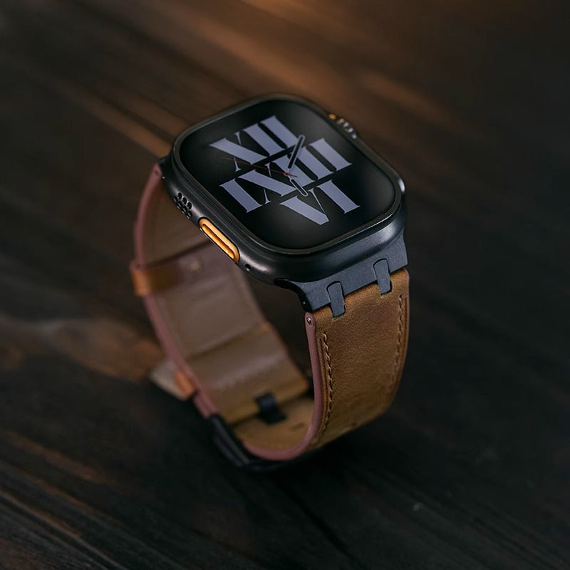 Crazy Horse Leather Strap + Metal Adapter for Apple Watch