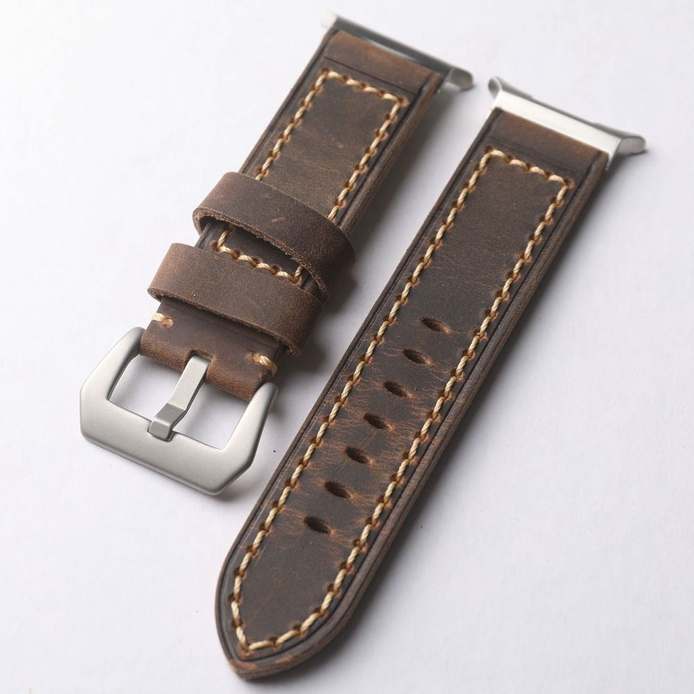 Handcrafted rugged style Samsung Watch Strap - Antique Brown