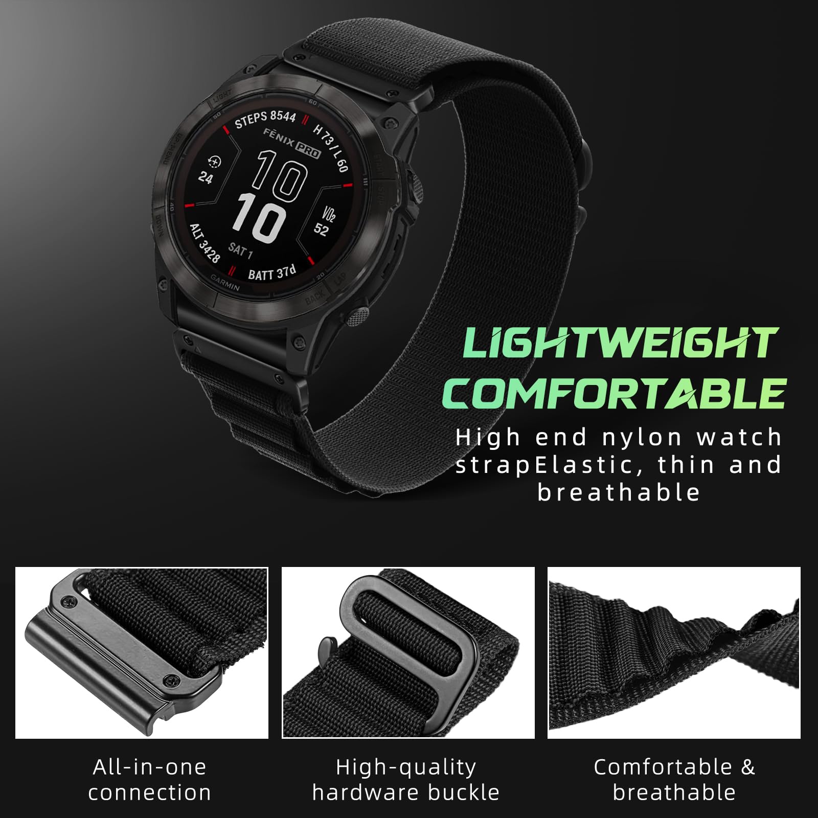 Outdoor Nylon Strap for Garmin Fenix 8 7 7X 6 6X Pro