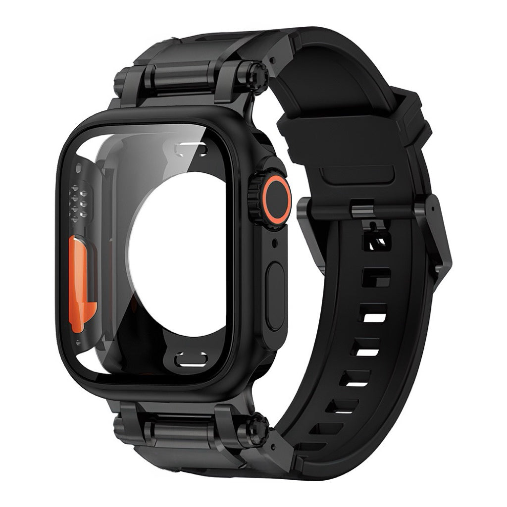 Explorer Tactical Fluoro Rubber Strape+Metal Ultra Case For Apple Watch 9 8 7 6 5 4 SE