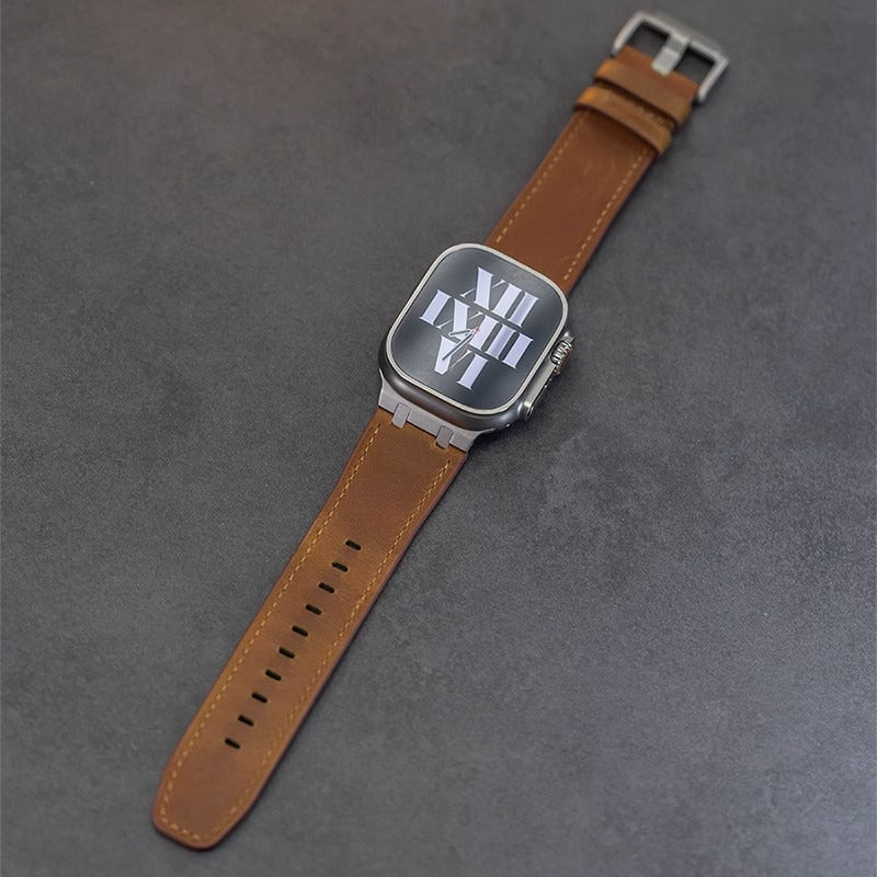 Crazy Horse Leather Strap + Metal Adapter for Apple Watch