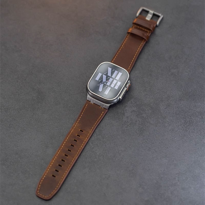 Crazy Horse Leather Strap + Metal Adapter for Apple Watch
