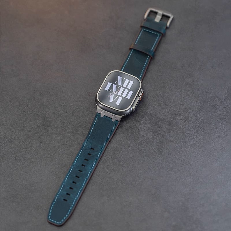 Crazy Horse Leather Strap + Metal Adapter for Apple Watch