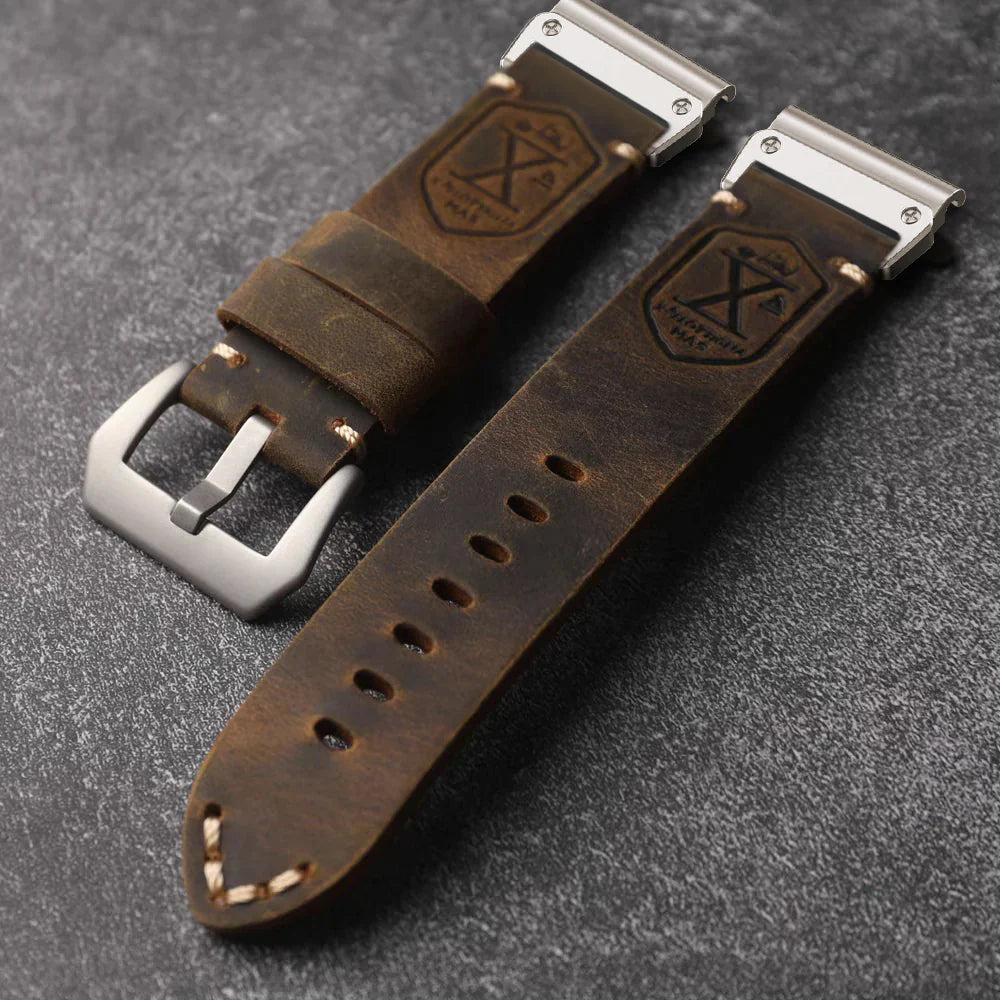 Vintage Leather Strap For Garmin Fenix 8 7X 6X Pro / 20mm/22mm/26mm